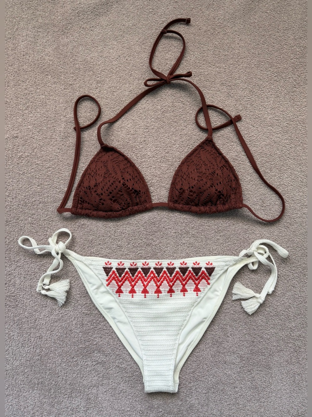 AERIE - CROCHET BIKINI SWIM SET- MEDIUM TOP /LARGE BOTTOM